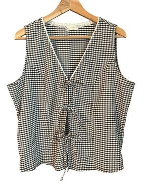 Frankee & Skylarr Gingham Sleeveless Camisole Top with Ribbon Bow Detailing